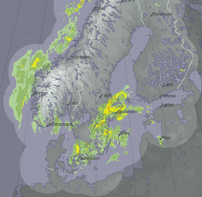 Skandināvijas meteoroloģiskie radari – Yr.no